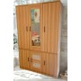 Grande armoire en bois 3 battants – avec miroir et motifs floraux