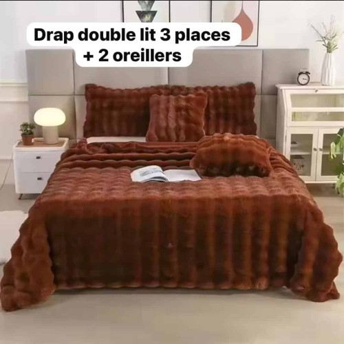 Couverture Douce en Peluche avec 2 Oreillers Assortis – Moelleuse et Confortable