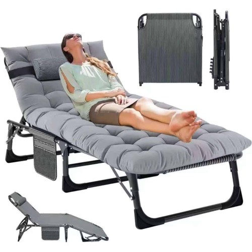 Fauteuil Inclinable Pliable 5 Positions – Chaise Longue de Camping avec Matelas Confortable