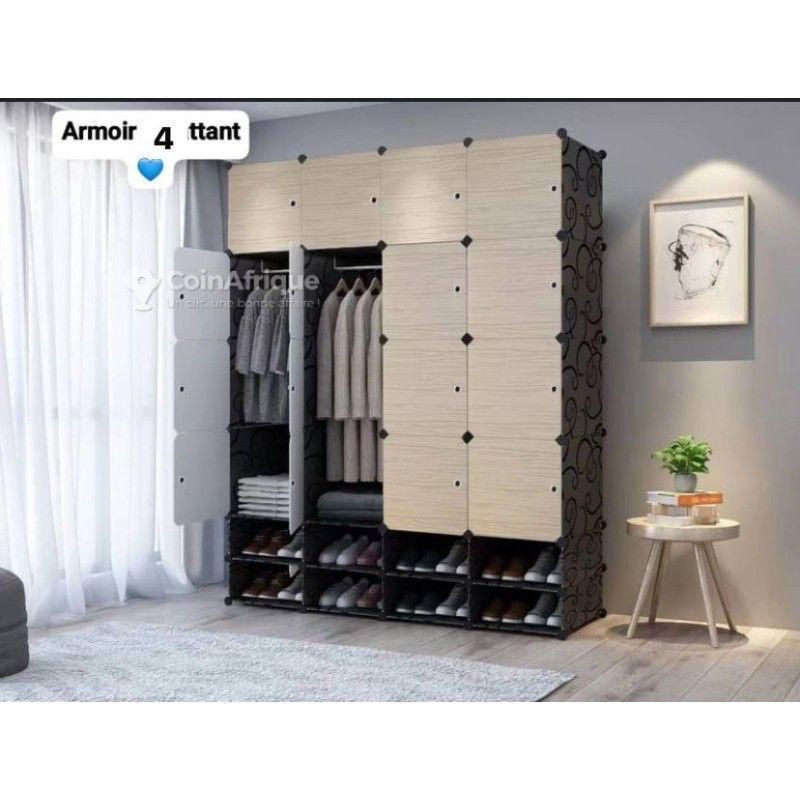 Armoire 4 Battants Avec 2 Rangement De Chaussures