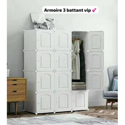 Armoire modulaire en plastique 3 portes – Marron ou blanc