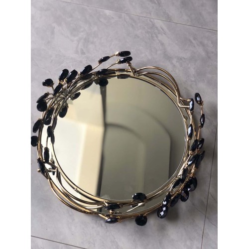 Ensemble de 2 Plateaux de Service Dorés – Motifs Exotiques & Fleurs Cristallisées