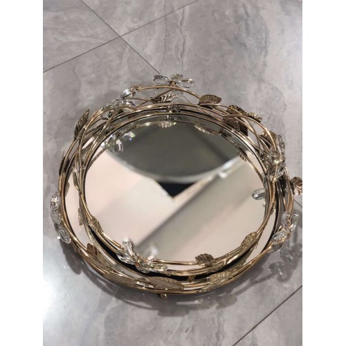 Ensemble de 2 Plateaux de Service Dorés – Motifs Exotiques & Fleurs Cristallisées 2