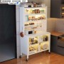 Meuble Multifonction pour Cuisine ou Salon – Armoire Mobile avec Portes Vitrées Anti-Poussière