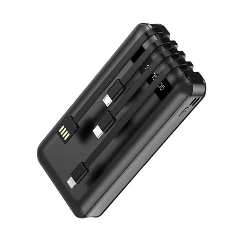 Power Bank 30 000 mAh – Batterie Externe avec 4 Câbles Intégrés et Recharge Rapide