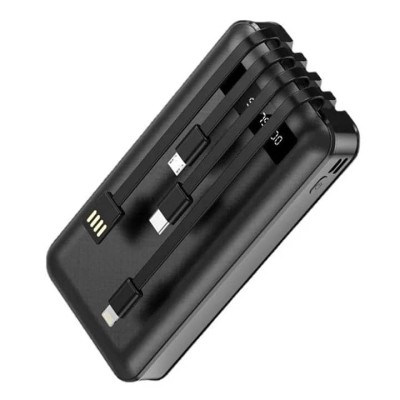 Power Bank 30 000 mAh – Batterie Externe avec 4 Câbles Intégrés et Recharge Rapide