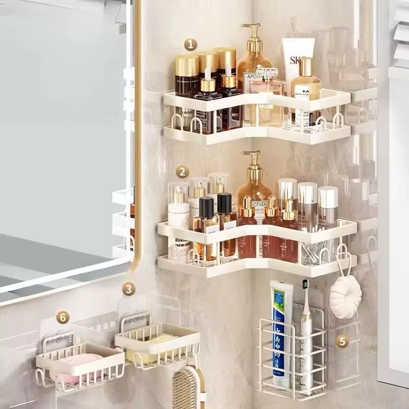 Étagère de douche en coin sans perçage – Rangement salle de bain pratique et moderne