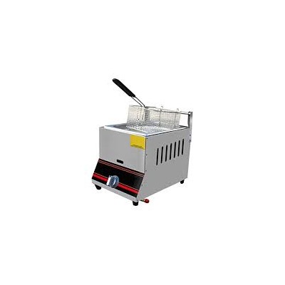 Friteuse à gaz 6L professionnelle en acier inoxydable avec bac à épices