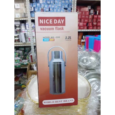 Thermos Inox 3,2L – Boissons Chaudes & Froides 24h – Grande Capacité Argenté