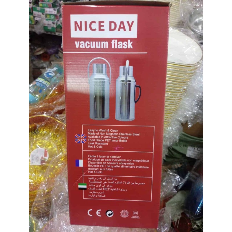 Thermos Inox 3,2L – Boissons Chaudes & Froides 24h – Grande Capacité Argenté