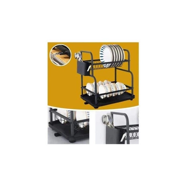 Égouttoir 2 étages en acier durable – séchage rapide pour assiettes et couverts