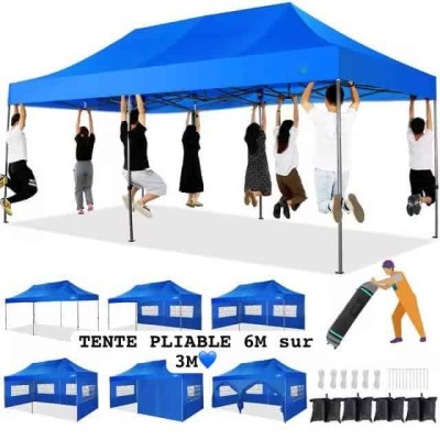 Grande tente pliante 6x3m – Robuste, étanche et facile à monter, parfaite pour vos événements extérieurs