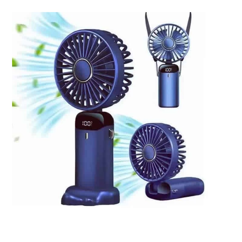 Mini Ventilateur de Bureau et à Main, 5 Vitesses, LED, Silencieux, Pliable, Autonomie Longue