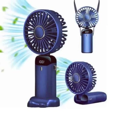 Mini Ventilateur de Bureau et à Main, 5 Vitesses, LED, Silencieux, Pliable, Autonomie Longue