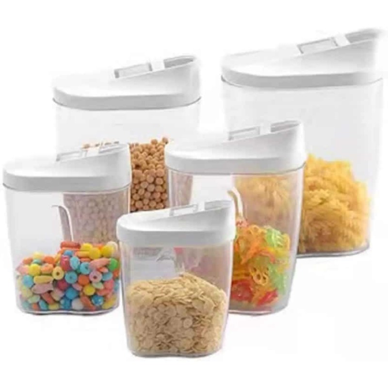 5 Boîtes de Conservation Alimentaire Hermétiques Transparentes avec Couvercles Verseurs