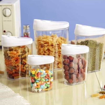 5 Boîtes de Conservation Alimentaire Hermétiques Transparentes avec Couvercles Verseurs