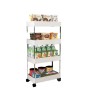 Chariot de Rangement à 4 Niveaux – Étagère Polyvalente avec Roulettes, Plastique Résistant et Support en Inox
