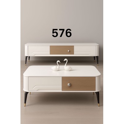 Meuble Téléviseur et Table Basse en Bois – Design Élégant 2M