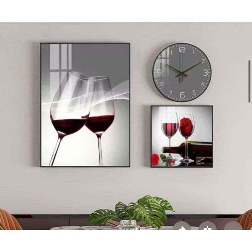 Tableau de Décorations Murales 3 Pièces avec Horloge – Style Zen et Contemporain 2