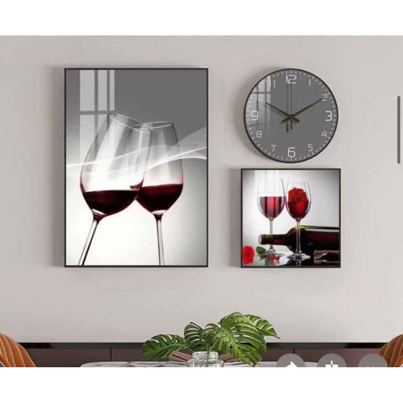 Tableau de Décorations Murales 3 Pièces avec Horloge – Style Zen et Contemporain