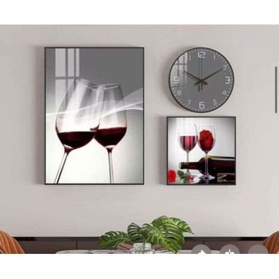 Tableau de Décorations Murales 3 Pièces avec Horloge – Style Zen et Contemporain