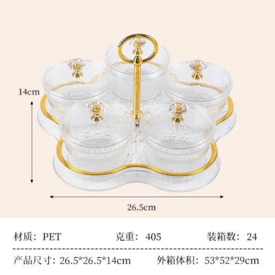 Plateau de service à apéritifs divisé avec couvercles transparents – Design élégant et moderne