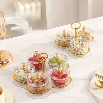 Plateau de service à apéritifs divisé avec couvercles transparents – Design élégant et moderne