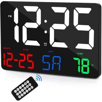 Grande Horloge Numérique LED 11,4" avec Télécommande – Réveil Multifonction