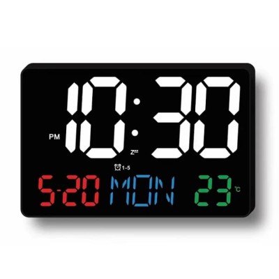 Grande Horloge Numérique LED 11,4" avec Télécommande – Réveil Multifonction