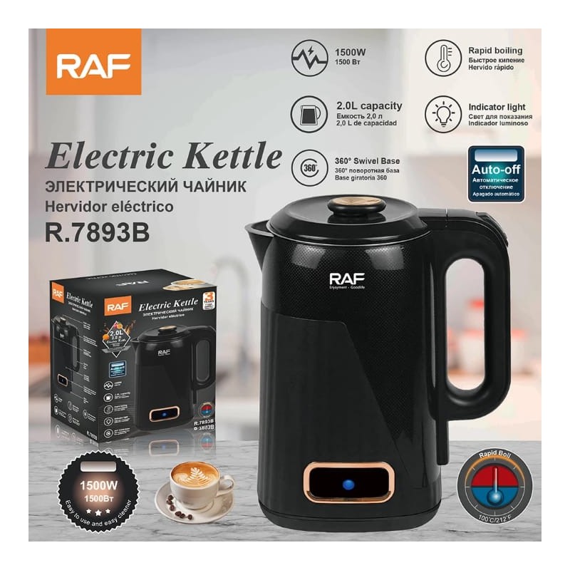 Bouilloire Électrique RAF 2 Litres – Ébullition Rapide & Arrêt Automatique