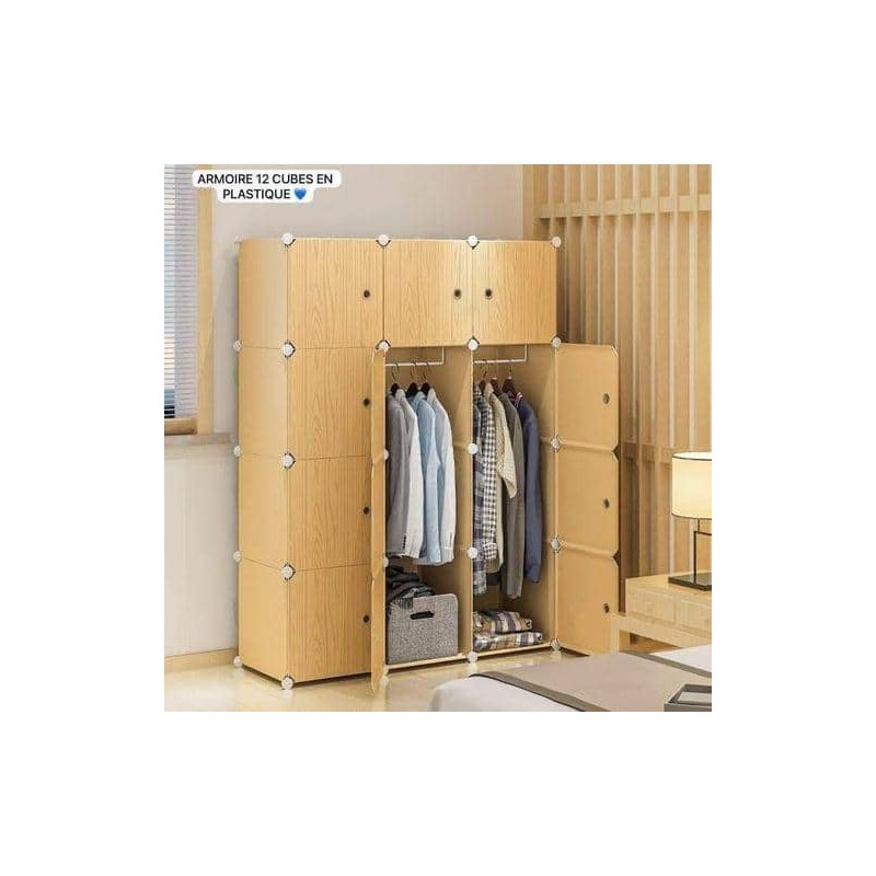 Armoire modulaire en plastique 12 cubes – Penderie modulable, pratique et polyvalente