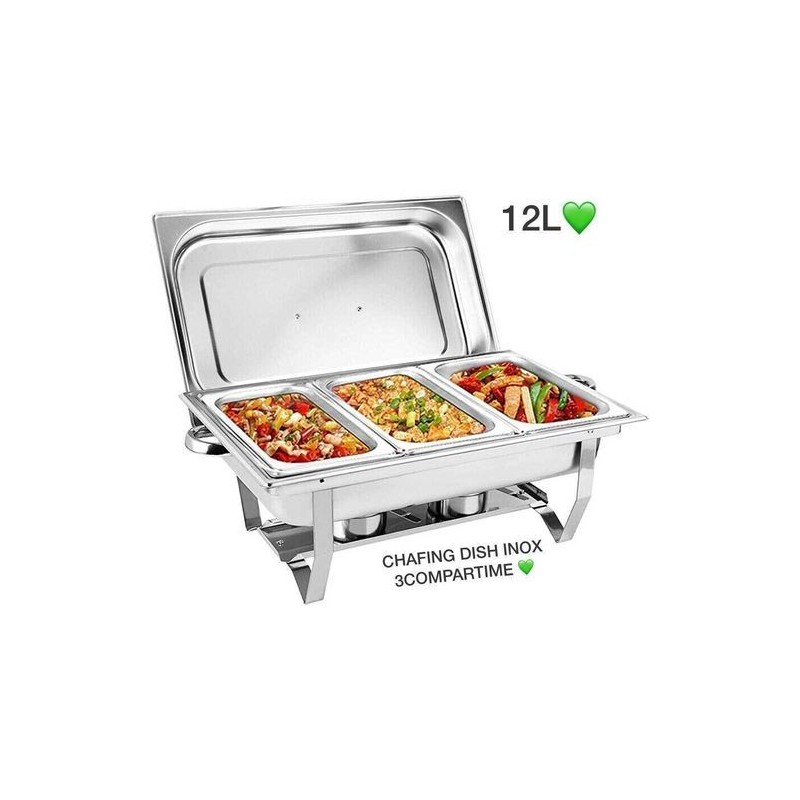 Chafing Dish Buffet Réchaud Chauffe-Plat 3 Compartiments