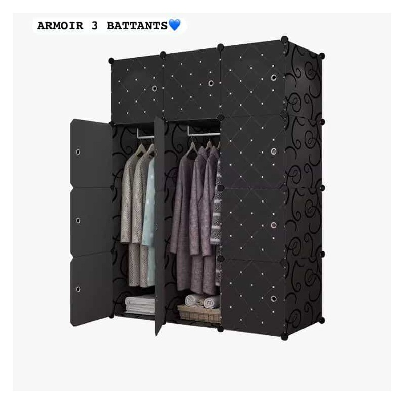 Armoire Modulaire à 3 Battants en Plastique