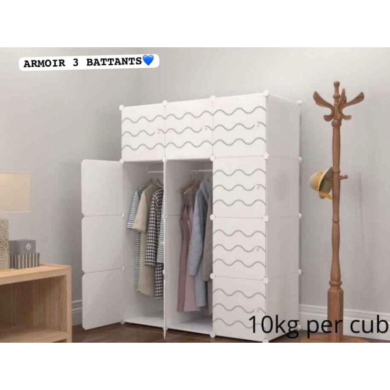 Armoire Modulaire à 3 Battants en Plastique