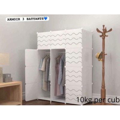 Armoire Modulaire à 3 Battants en Plastique