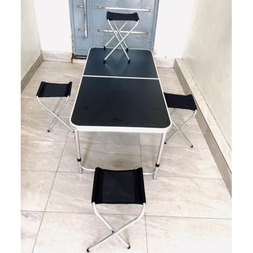 Ensemble de Table de Camping Pliable avec 4 Tabourets – Compact et Solide 2