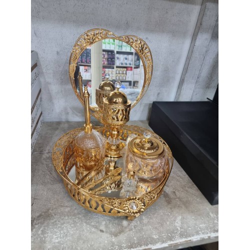 Ensemble d’Encensoir et Porte- Encens avec Plateau Miroir Doré – Décoration 2
