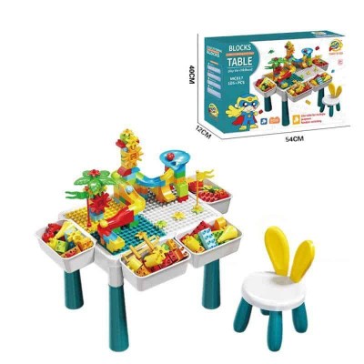 Table d’activités 3-en-1 pour enfants avec blocs et chaise