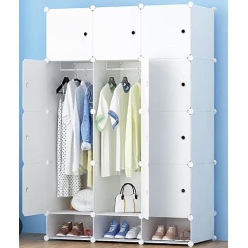 Armoire penderie  vêtements et chaussures 12 portes