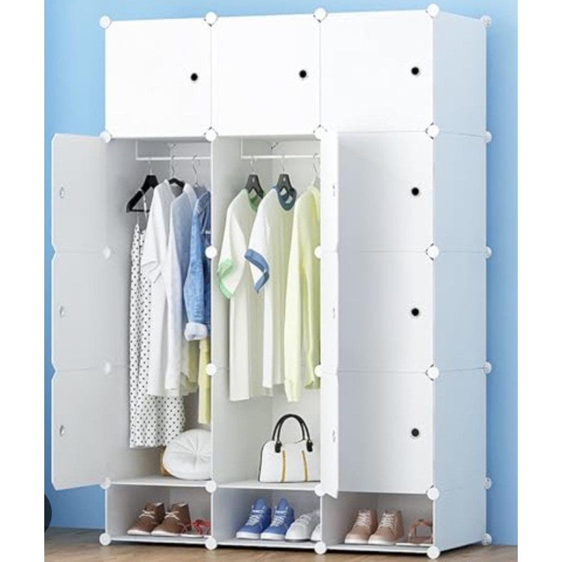 Armoire penderie  vêtements et chaussures 12 portes