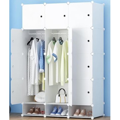 Armoire penderie  vêtements et chaussures 12 portes