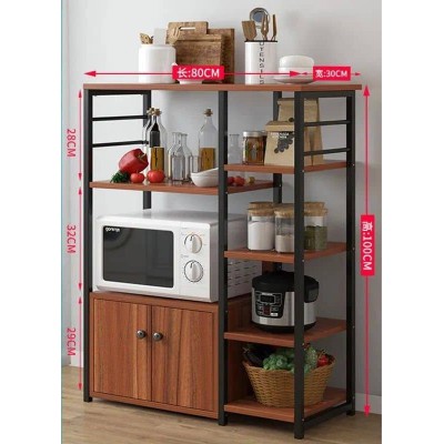 Étagère de cuisine industrielle avec rangement multifonction – meuble micro-ondes en métal et bois