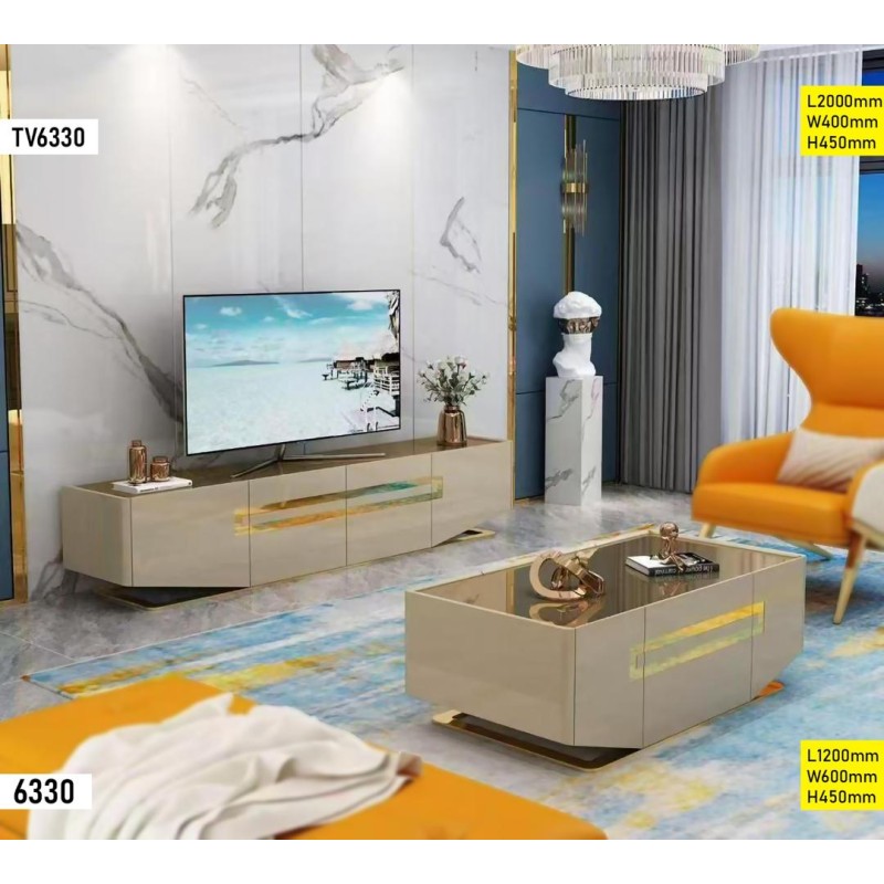 Ensemble de salon moderne beige et or – Collection