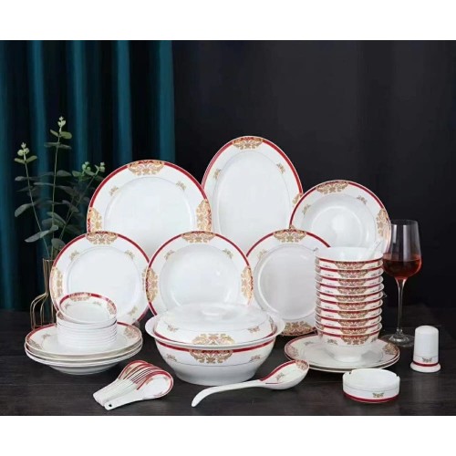 Service de Table en Porcelaine 42 Pièces – Élégance et Raffinement