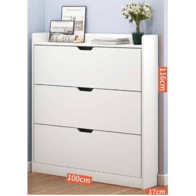 Meuble à Chaussures Moderne Noir – 3 Compartiments Basculants