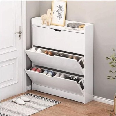 Meuble à Chaussures Moderne Noir – 3 Compartiments Basculants