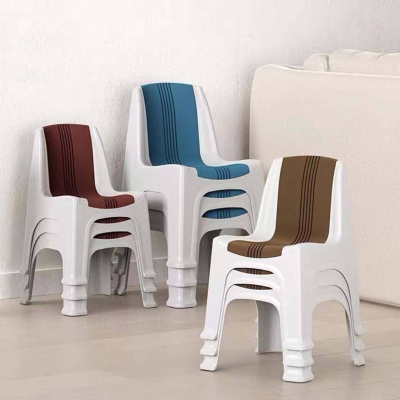Mini Chaises en Plastique pour Enfants avec Coussins Rayés