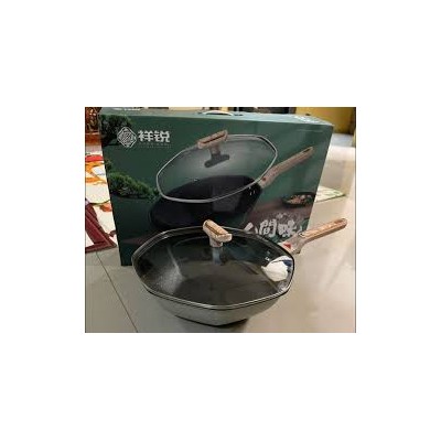 Poêle Wok inoxydable 32cm poignée  anti-brûlure
