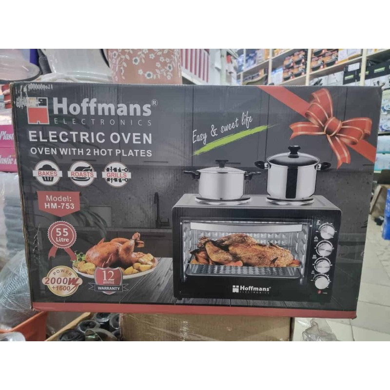 Hoffmans Four Combiné 2 Plaques, 55 L, Thermostat & Minuterie