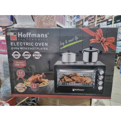 Hoffmans Four Combiné 2 Plaques, 55 L, Thermostat & Minuterie